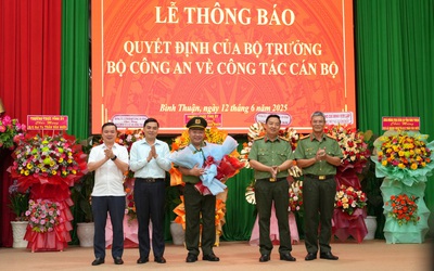 Công bố nhân sự mới tại Công an tỉnh Bình Thuận