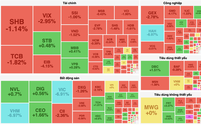 Nhiều mã chủ lực nằm sàn gây áp lực lên VN-Index