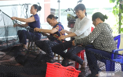 Tỉ mẩn với nghề đan lưới lồng ở làng Trung Sơn