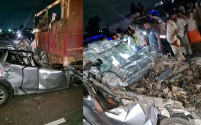 Ô tô đâm vào xe tải, 5 người tử vong