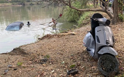 Nữ tài xế đâm trúng xe máy khiến nam sinh viên tử vong dưới ao