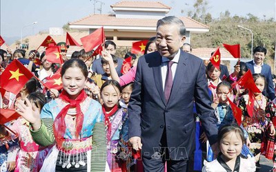 Tổng Bí thư Tô Lâm dự lễ khánh thành trường phổ thông nội trú liên cấp tại Điện Biên