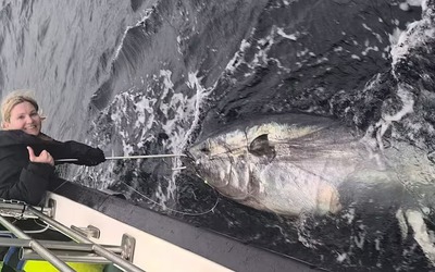 Cô gái câu được con cá ngừ khổng lồ nặng 344kg trên biển