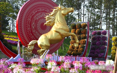 Cận cảnh linh vật ngựa vàng độc đáo ở Nghệ An