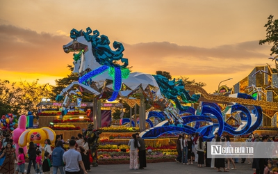 Cận cảnh Song mã kéo xe, Xích mã tung vó lấp lánh tại đường hoa xuân Đắk Lắk