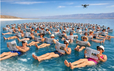 Hơn 1.900 người nắm tay “nằm nổi” giữa hồ nước mặn - Kỷ lục Guinness gây sốt toàn cầu