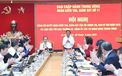 Công bố quyết định kiểm tra, giám sát đối với Ban Thường vụ Đảng ủy các cơ quan Đảng Trung ương