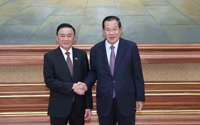 Thường trực Ban Bí thư Trần Cẩm Tú hội kiến Chủ tịch Hun Sen