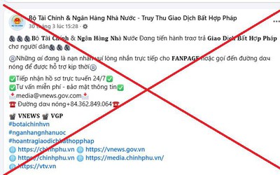 Cảnh báo thủ đoạn giả mạo trang facebook Bộ Tài chính để lừa đảo