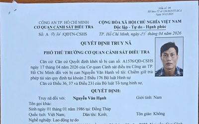 Không trả lại 495 triệu đồng chuyển khoản nhầm, người đàn ông bị truy nã