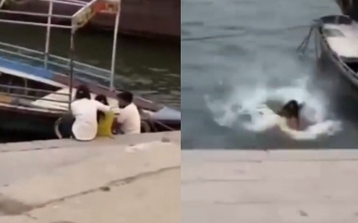 Bị bạn trai tát, người phụ nữ nhảy xuống sông tự tử