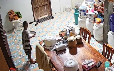 Phát hiện thứ đáng sợ trong bếp, bé trai hoảng sợ bỏ chạy