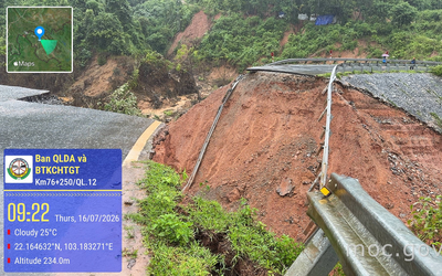 Lai châu thông xe Km76+250 Quốc lộ 12 sau thiên tai 