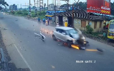 Sang đường, người đàn ông đi xe máy bị ô tô đâm văng 90 mét