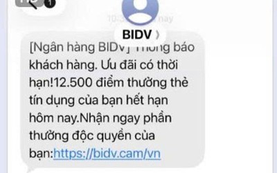 Cảnh báo lừa đảo từ tin nhắn thông báo "điểm thưởng sắp hết hạn"
