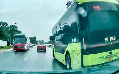 Xử phạt tài xế xe buýt vượt phải sai quy định trên Quốc lộ 3