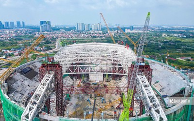 Cận cảnh siêu mái vòm 8.600 tấn tự đóng mở của sân vận động PVF Hưng Yên