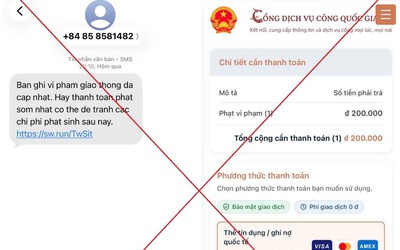 Cảnh báo tin nhắn "phạt nguội" kèm link giả mạo để chiếm tài khoản ngân hàng