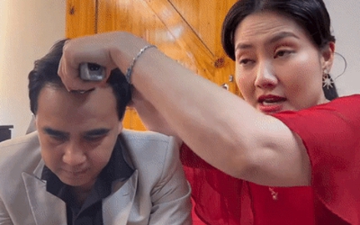 MC Quyền Linh bất ngờ bị Ngọc Lan cạo đầu trước giờ lên sóng