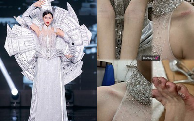 Đỗ Hà, Thiên Ân trầy xước cơ thể đổi lấy vài phút tỏa sáng với phần thi "Trang phục dân tộc"