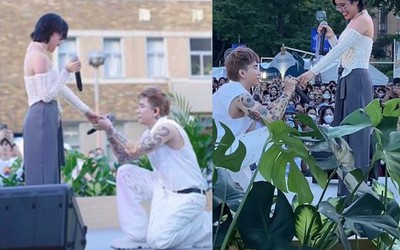 Chi Dân quỳ gối cầu hôn, tặng nhẫn cho nữ khán giả tại Nhật Bản