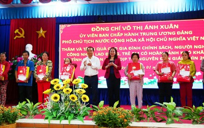 Phó Chủ tịch nước Võ Thị Ánh Xuân thăm, tặng quà Tết tại tỉnh Long An