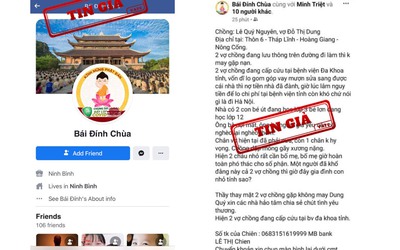 Giả mạo tài khoản Facebook chùa Bái Đính kêu gọi từ thiện