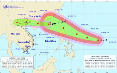 Tin bão mới nhất: Siêu bão Mangkhut “chồng” cơn bão số 5 Barijat hướng về Biển Đông