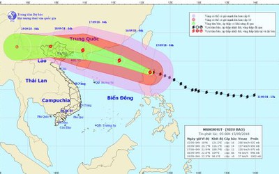 Tin bão mới nhất: Siêu bão Mangkhut đổ bộ vào Philippines với sức gió mạnh 200km/ giờ