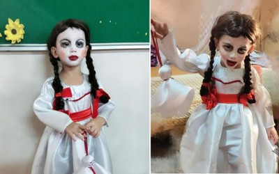 Bà mẹ gây sốt với màn hóa trang Halloween cho con chất phát ngất