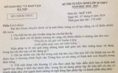 Đề thi, đáp án chính thức môn Ngữ Văn thi vào lớp 10 Hà Nội nhanh và đúng nhất