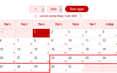 Lịch nghỉ chính thức Tết nguyên đán Canh Tý năm 2020