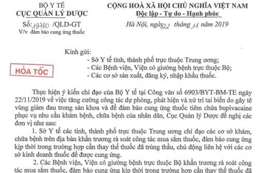 Cục Quản lý Dược gửi công văn hỏa tốc yêu cầu thay thế thuốc tê Bupivacaine