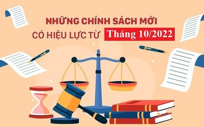 Những chính sách mới nổi bật có hiệu lực từ tháng 10/2022