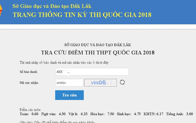 Phúc khảo môn Toán, một thí sinh tại Đắk Lắk tăng từ 0,6 lên 7,2 điểm