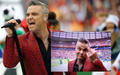 Robbie Williams bị chỉ trích vì giơ “ngón tay thối” tại Lễ khai mạc World Cup 2018