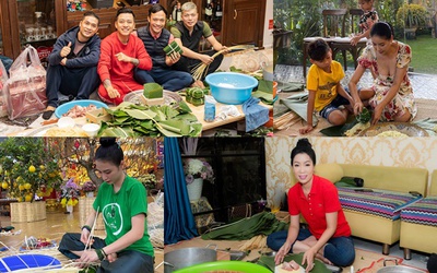 Tuấn Hưng, Hoa hậu Hà Kiều Anh trổ tài gói hàng trăm bánh chưng đón Tết Canh Tý