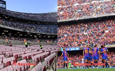 CĐV vào Nou Camp xem đội nam Barca ít hơn một nửa so với đội nữ