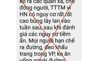 Bộ Y tế lên tiếng về tin nhắn khuyến cáo “Nguy cơ cao lây lan bùng phát dịch Covid-19 tại Hà Nội trong tuần tới”