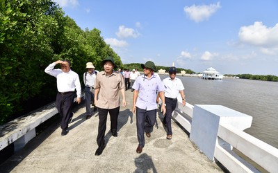 Bộ trưởng Nguyễn Xuân Cường kiểm tra sạt lở và công tác ứng phó tại Cà Mau