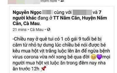 Cà Mau: Phạt người chia sẻ tin “ăn hột vịt ngừa bệnh virus Corona”