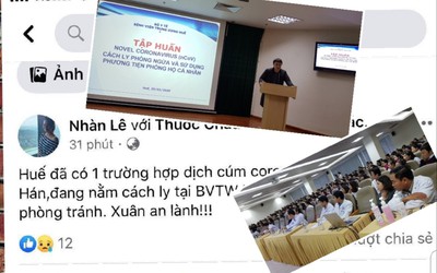 Huế có một trường hợp bị nhiễm vi-rút Corona là thông tin thất thiệt