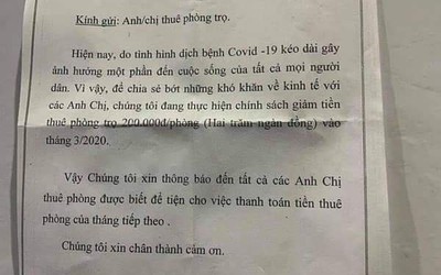 Xúc động bức tâm tư thầy giáo ở Huế viết gửi các chủ nhà trọ