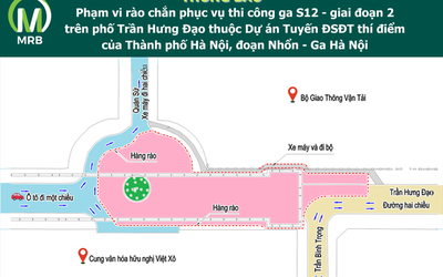 Phân luồng giao thông để thi công ga ngầm S12 Nhổn - ga Hà Nội