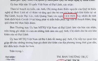 Một xã ở Quảng Nam xác nhận công tác từ thiện liên quan đến Hoài Linh