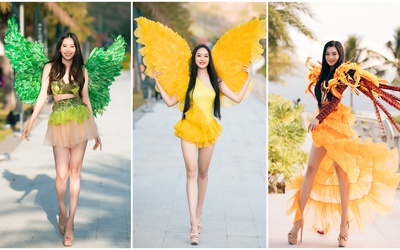 Dàn thí sinh Miss World Vietnam diện trang phục carnival rực rỡ trên đường phố Quy Nhơn