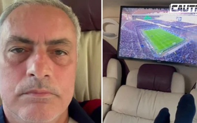 Mourinho tưởng tăng huyết áp khi theo dõi trận đấu trên xe bus