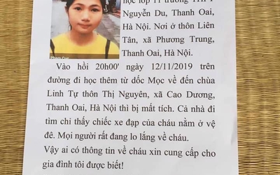 Hà Nội: Thiếu nữ mất tích bí ẩn trên đường đi học về
