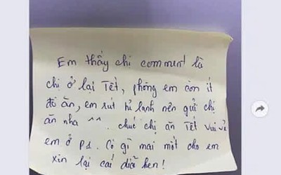 Nữ sinh tặng đồ ăn cho hàng xóm và nhận được tin nhắn bất ngờ