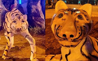 Số phận tượng hổ “gầy nhom giống chó” trang trí đón Tết ở Phú Thọ